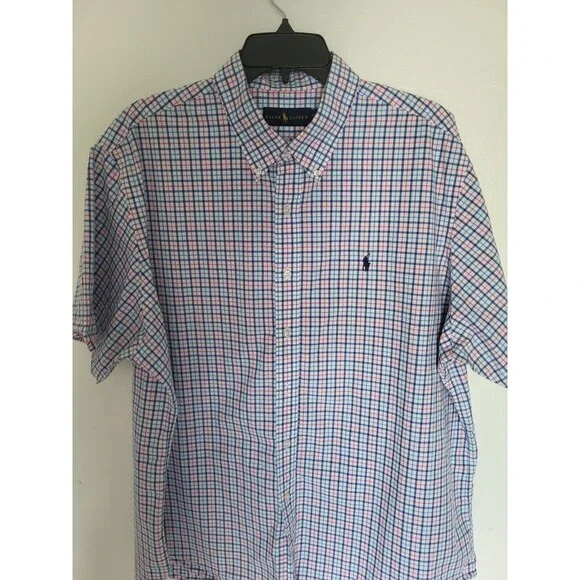 Ralph Lauren  Men's Plaid Button Down Blue Classic Shirt Size XXL - Picture 6 of 8